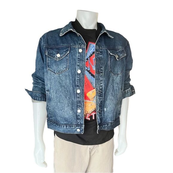 90’s Vintage Conspiracy by WESC Blue Jean Trucker Jacket Mens Size L - Picture 5 of 11